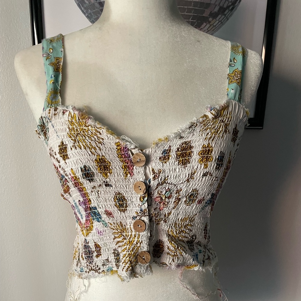 Free people destressed colorful top